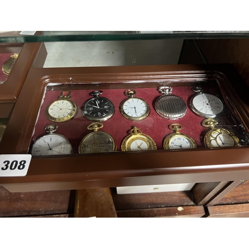 308 - CASE OF x10 MODERN POCKET WATCHES