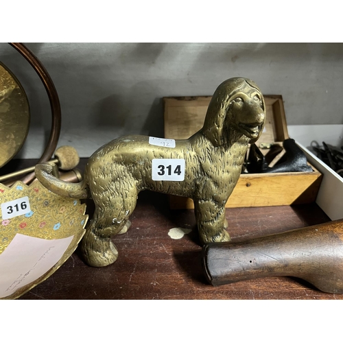 314 - LARGE HEAVY BRASS DOG