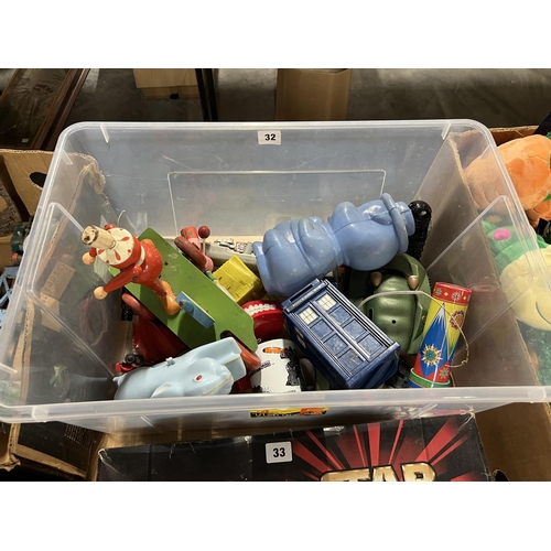 32 - BOX OF VINTAGE TOYS