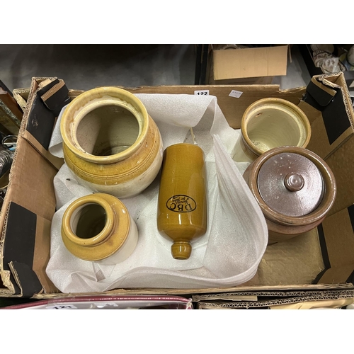 122 - BOX OF STONEWARE JARS