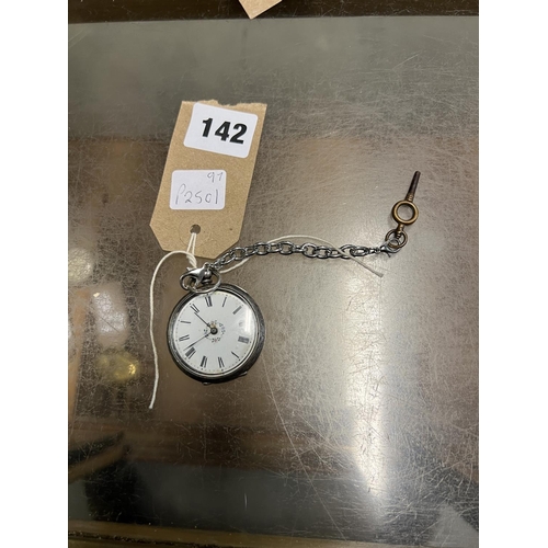 142 - SILVER FOB WATCH (W/O)