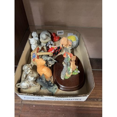 202 - BOX OF ANIMAL ORNAMENTS