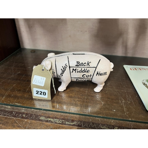 220 - CAST IRON BUTCHERS PIG MONEY BANK