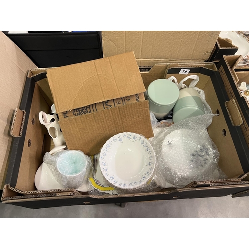 70 - BOX OF MIXED CHINA INCLUDING NAVIGATION PLATE & ROYAL ALBERT