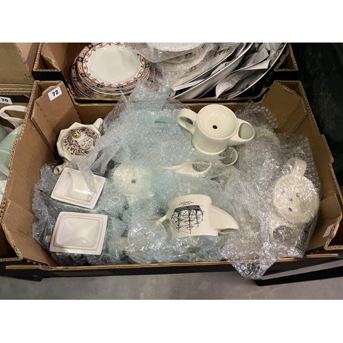 72 - BOX OF SHAVING MUGS & TEA POTS