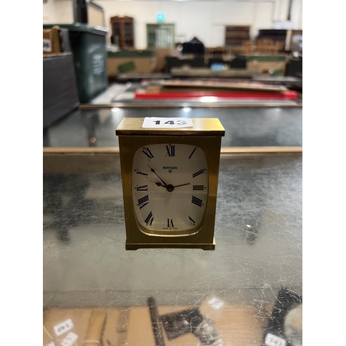 143 - COLLECTORS HEAVY BRASS SWIZA CLOCK (W/O)