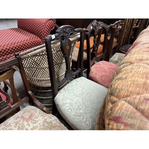 342 - X3 VICTORIAN UPHOLSTERED CHAIRS