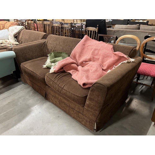 348 - PAIR OF BROWN SOFA'S