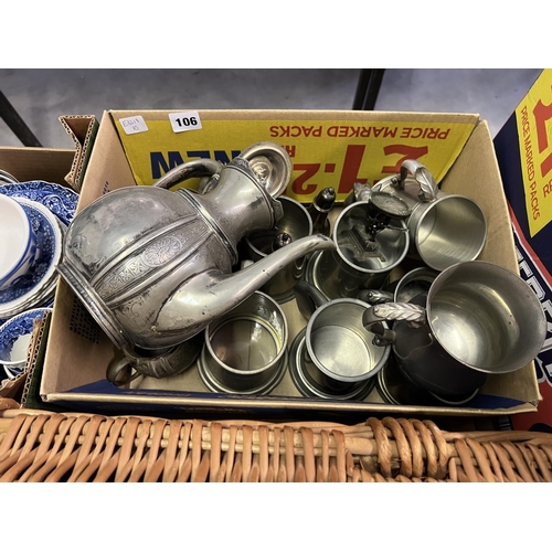 106 - MIXED PEWTER TANKARDS