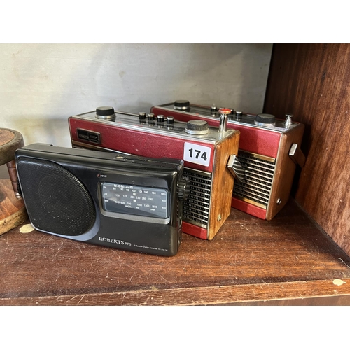 174 - x2 VINTAGE ROBERTS RADIO & OTHER