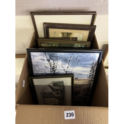 230 - BOX OF MIXED PICTURES