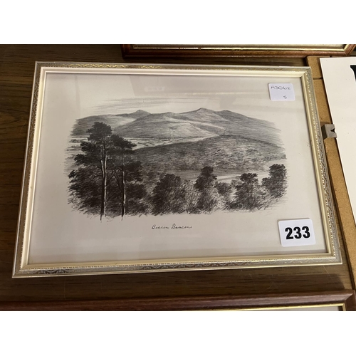 233 - FRAMED PENCIL DRAWING OF BRECON BEACONS