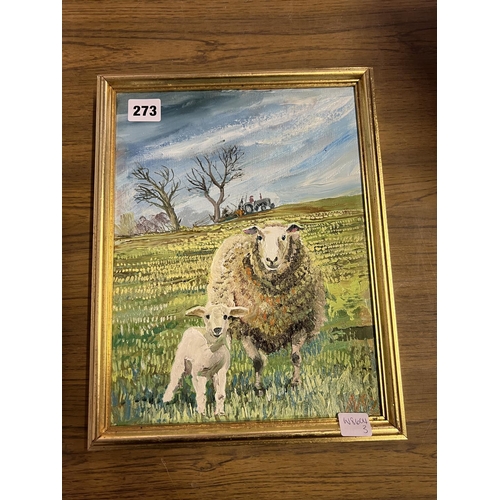 273 - ORIGINAL OIL ON CANVAS OR 'JANUARY LAMB' BY ALEX WILLIAMS - 9' x 12'