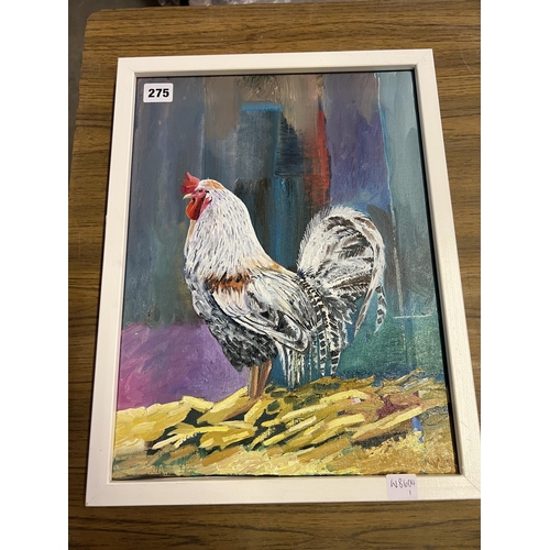 275 - ORIGINAL OIL ON CANVAS OF 'WHITE COCKEREL' BY ALEX WILLIAMS - 12' x 16'