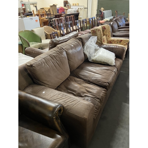 281 - BROWN LEATHER SOFA