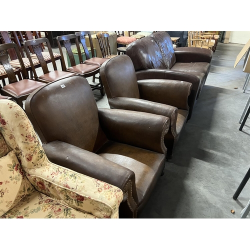 283 - x2 LEATHER EFFECT FIRESIDE CHAIRS