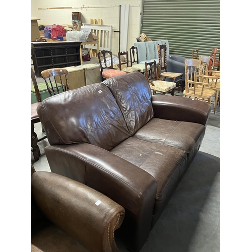 284 - BROWN LEATHER SOFA