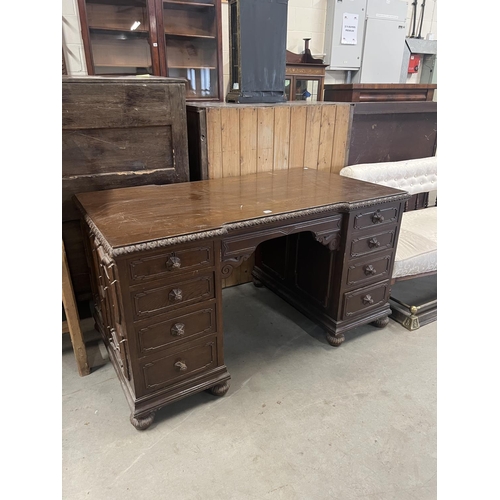 396 - TWO SIDED SOLID DESK