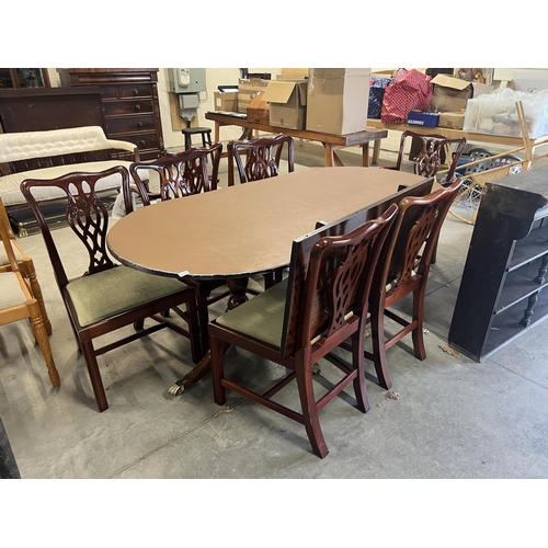 401 - 1970's RE-PRODUCTION EXTENDABLE DINING TABLE & x8 CHAIRS