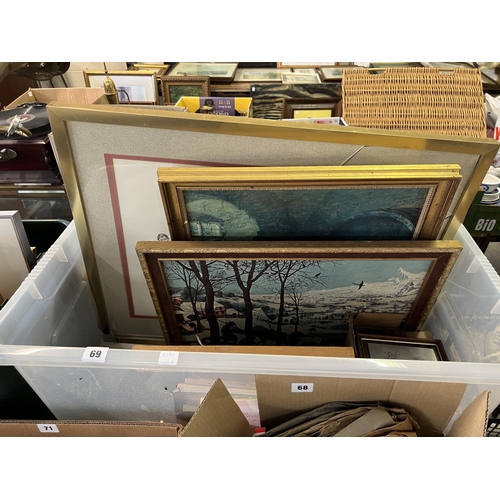 69 - BOX OF MIXED PICTURES