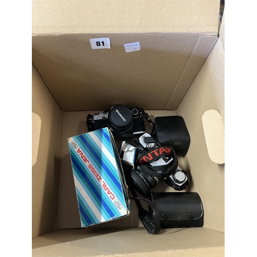 81 - BOX OF CAMERAS