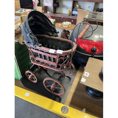 87 - ANTIQUE PRAM & MODEL STEAM ROLLER