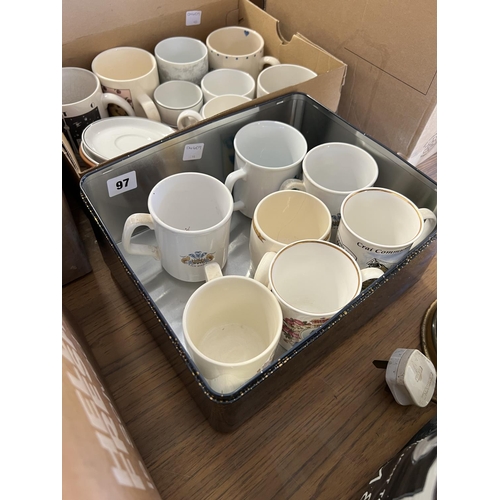 97 - BOX OF MEMORABILLIA MUGS