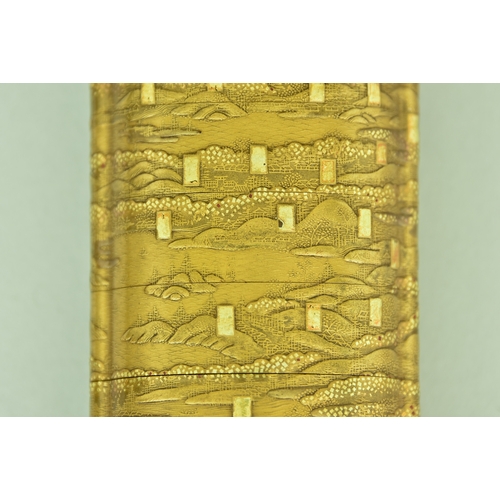 11 - A Japanese Gilt Lacquer Five-Case Inro, signed Kosai with red seal, of oval section, with raised dec... 