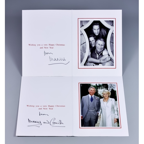 112 - King Charles III (born 1948), then Prince of Wales, two Royal Christmas cards - 2003 with single gil... 