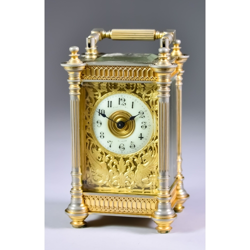 116 - A Late 19th Century French Gilt Brass Carriage Timepiece, retailed by Mackay Brothers, Dundee, the 1... 