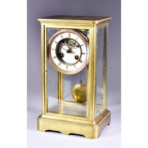 121 - A Late 19th Century French Brass Cased 'Four Glass' Mantel Clock, by D'Aureville a Paris, No.179, th... 