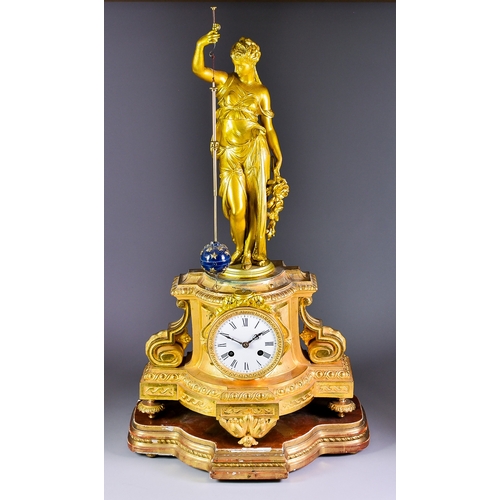 128 - A Late 19th Century French Gilt Bronze Rotary Pendulum Mystery Clock, By Henri-Eugene-Adrien Farco, ... 