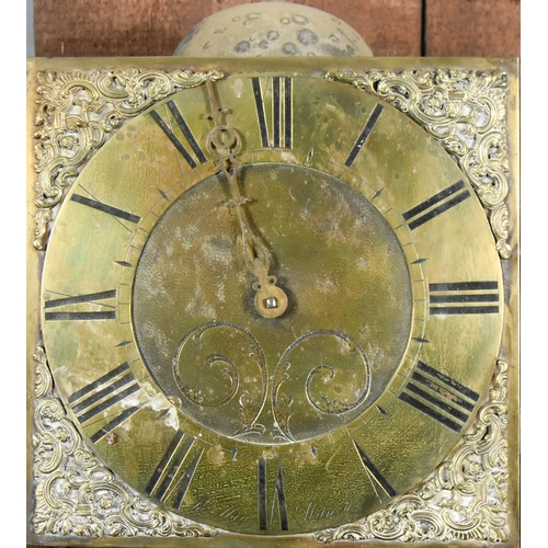 142 - An 18th Century Oak Clock, by John May of Witney, the 10ins square brass dial with Roman numerals to... 