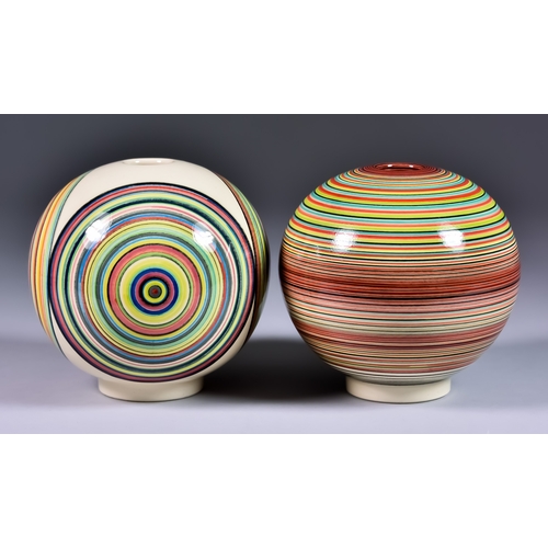 169 - Buchan Dennis (20th/21st Century) for Dennis China Works, Circa 2015, two spherical vases on circula... 