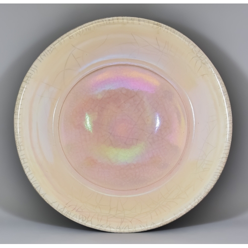 171 - John Dunn (born 1944) - Monumental Raku Charger, glazed in pale pink lustre, 17.5ins diameter x 5.5i... 