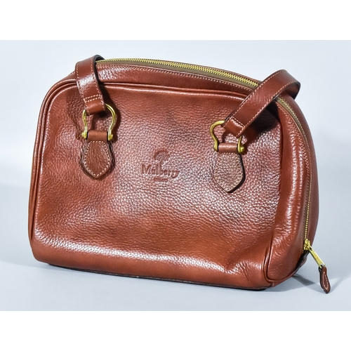 194 - A Brown Leather Mulberry Handbag, Wexford leather, tartan interior, 1996, 9.5ins high x 12ins wide, ... 