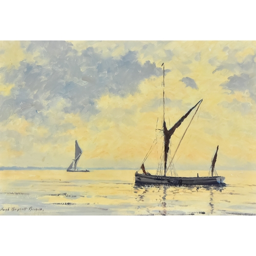 210 - *** Hugh Boycott Brown (1909-1990) - Oil painting - Fishing vessels on calm water, signed, board, 16... 