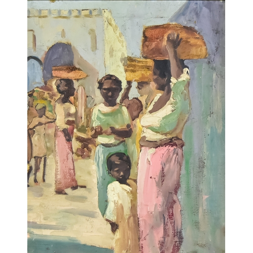 234 - 20th Century School - Oil painting - North African market scene, canvas 13ins x 16ins, in gilt mould... 