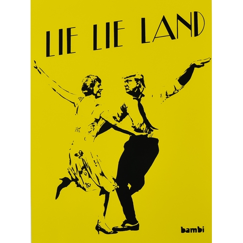 242 - *** Bambi (b 1982) 'Lie Lie Land' (2017) Artist's proof silkscreen print in yellow and black, signed... 