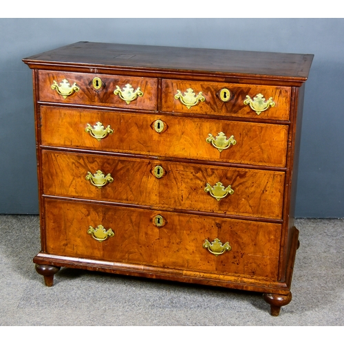 270 - An 18th Century Walnut Chest, with cross banded, herringbone and moulded edge to top, fitted two sho... 