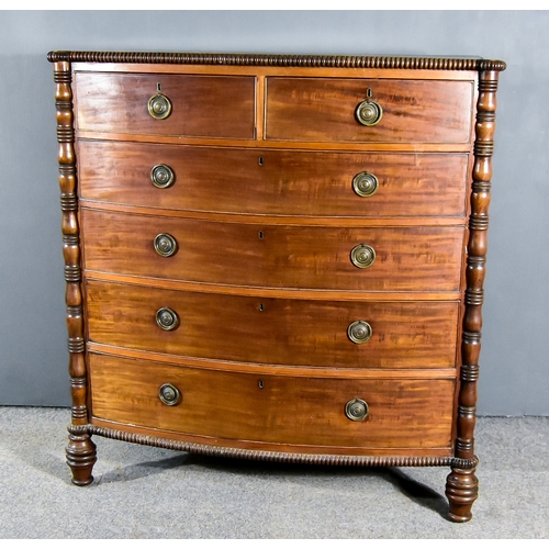 280 - A George III Mahogany Bow Front Chest with reeded edge to top, fitted two short and four long drawer... 