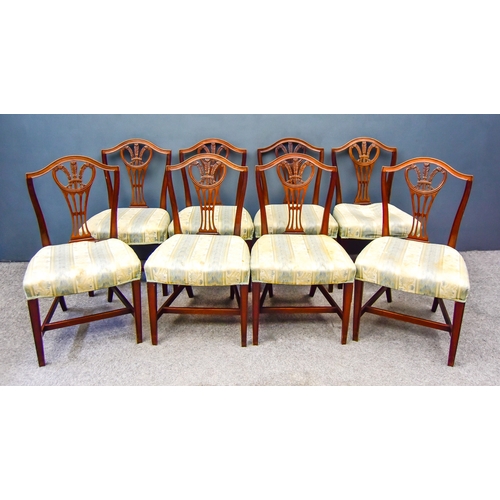 318 - A Set of Eight 19th Century Mahogany Dining Chairs of Hepplewhite Design with arched crest rails, sp... 