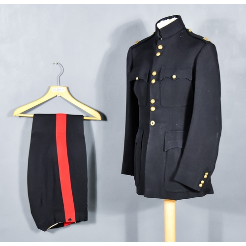 38 - A Coldstream Guards Officer's Mess Tunic, dark blue with high collar, with stay-bright badges and sh... 