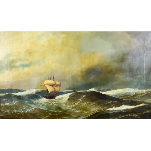 59 - David James (1834-1892) - Oil painting - Boat in choppy sea, signed and dated 1878, canvas, 30ins x ... 