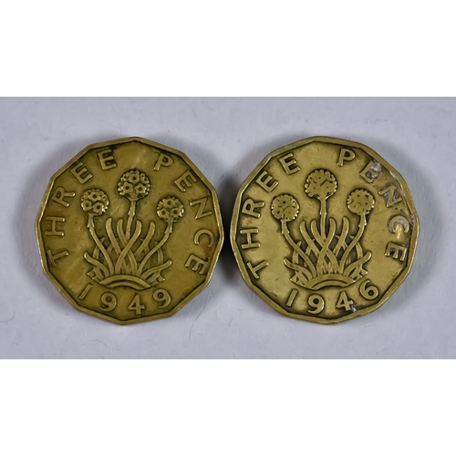 605 - Two George VI Threepence, 1946 and 1949, both fine/very fine