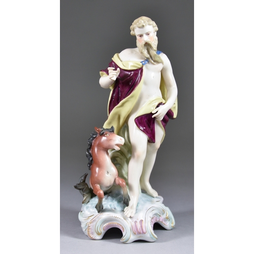 743 - A Continental Porcelain Figure after a Meissen Original of Poseidon and Hippocampus, 20th Century, o... 