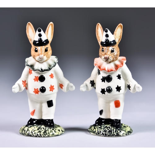 748 - Two Royal Doulton Bunnykins Clowns, one DB129, limited edition of 250 with black edged neck-ruff, th... 