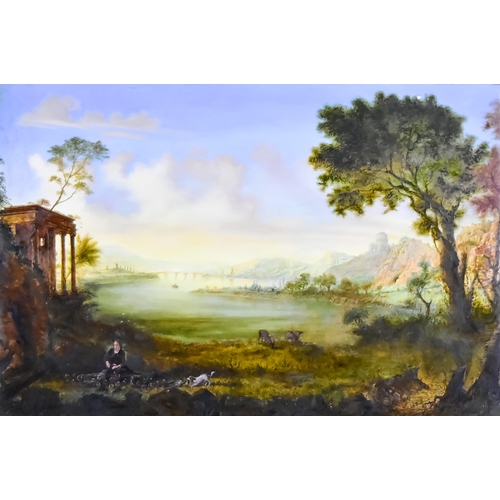 842 - Julian Kirk, aka Berganzoli (20th Century) - Pair of oil paintings - Italianate landscapes, each bea... 