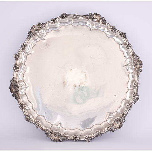 860 - A George IV Silver Circular Salver of Large Proportions,Â by William Burrows, London 1829, the deep ... 