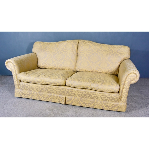 863 - A Modern Large Two Seat Settee,Â with slightly arched back and outscroll arms, upholstered in fawn a... 